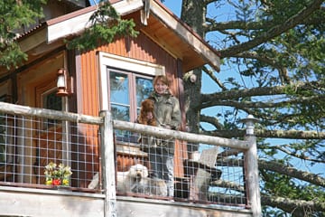 Susan Scott at her treehouse on Orcas Island